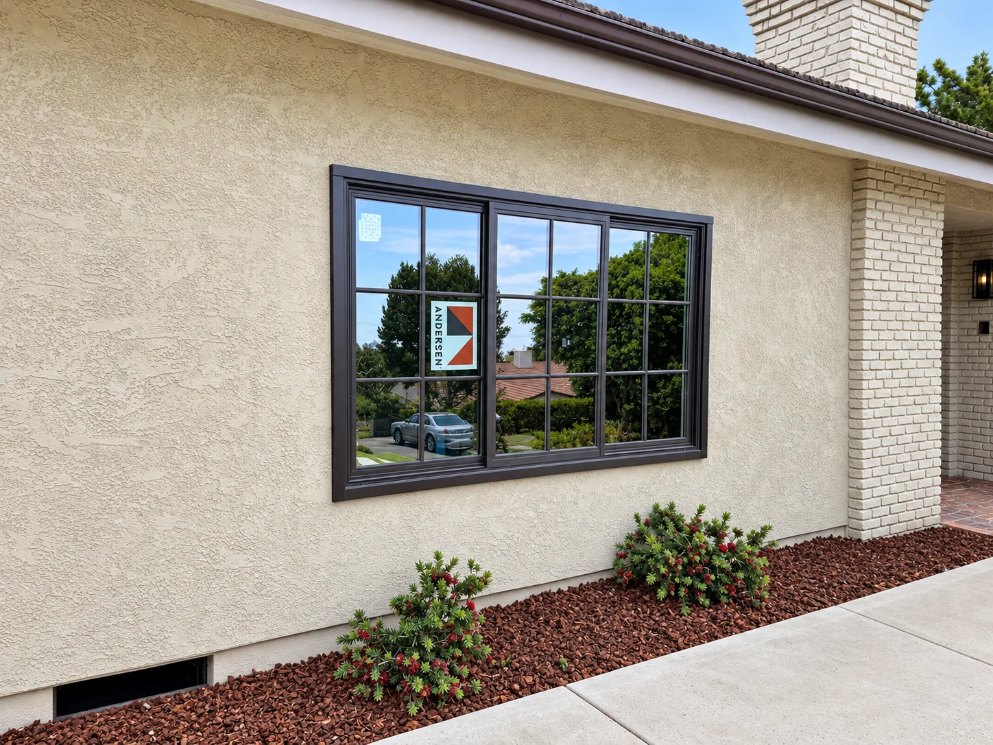 Andersen 100 Series Bronze Gliding Window With FDL Grilles